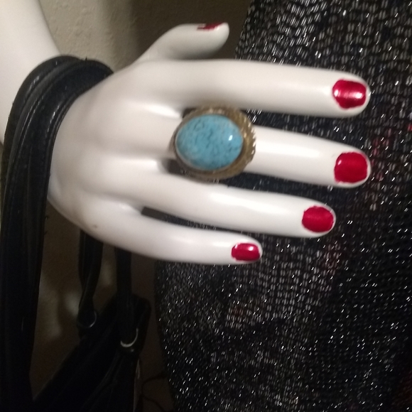 Vintage Large Mexico silver turquoise ring - Picture 2 of 8